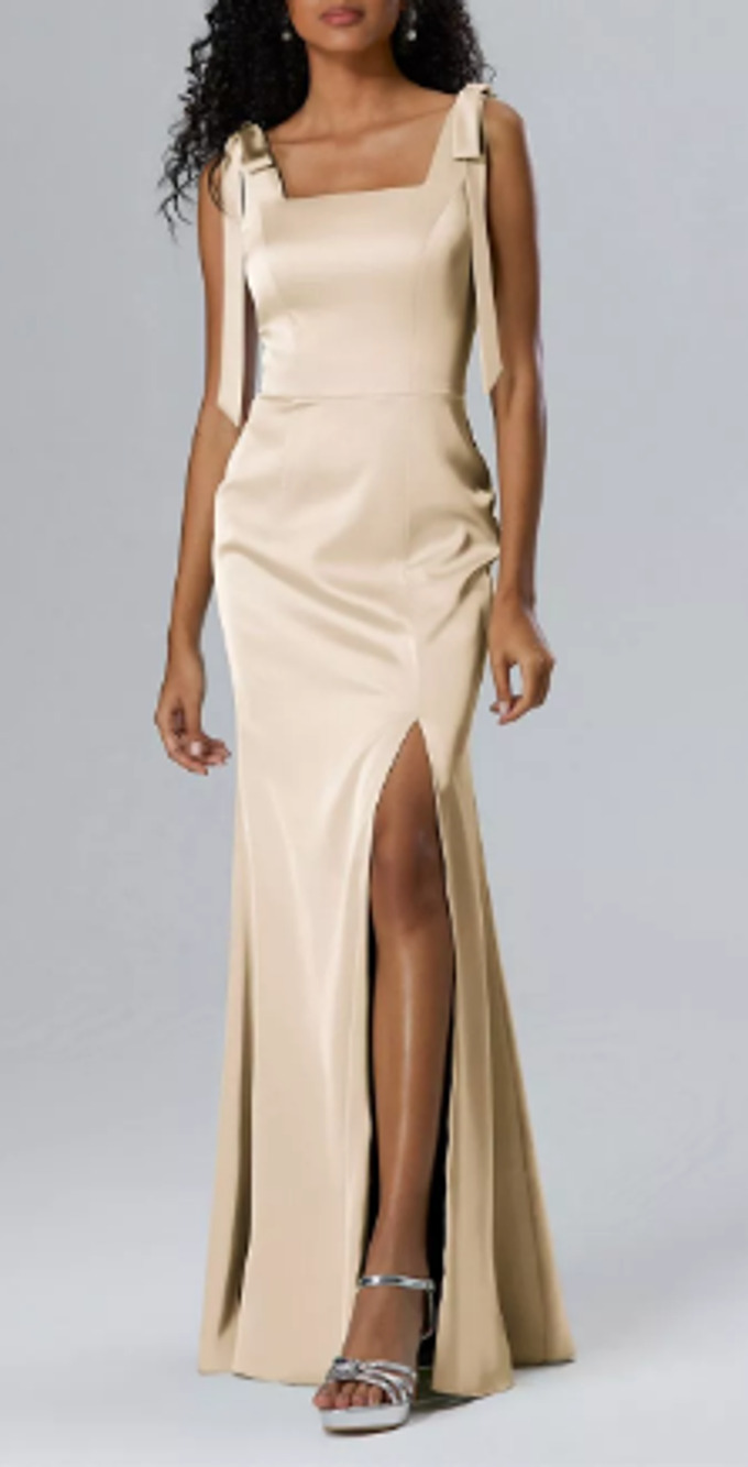 AW BRIDAL 10 L champagne cream Natalie bridesmaid gala party maxi dress NEW 0b6